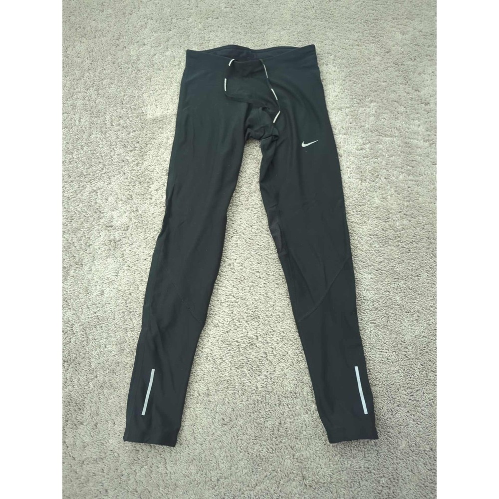 Nike Running Tights Womens XS Black Reflective Zip Ankle Dri-Fit Performance